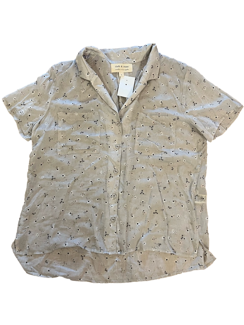 BNWT Anthropologie Cloth & Stone Floral Button Down Shirt Size L